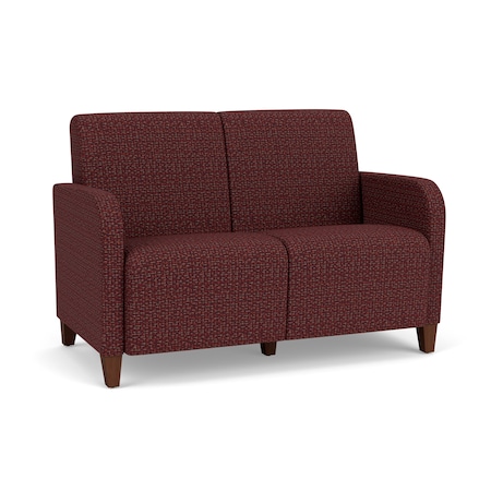 Siena Lounge Reception 2 Seat Tandem Seating No Center Arm, Walnut, RF Nebbiolo Upholstery